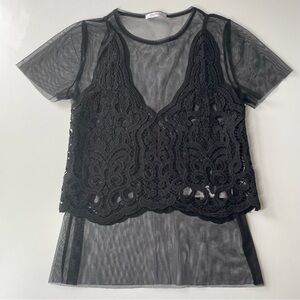 Zara Black Mesh Top